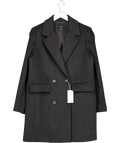 MANGO Premium Charcoal Grey Double - breasted Wool Coat UK XL - Reliked