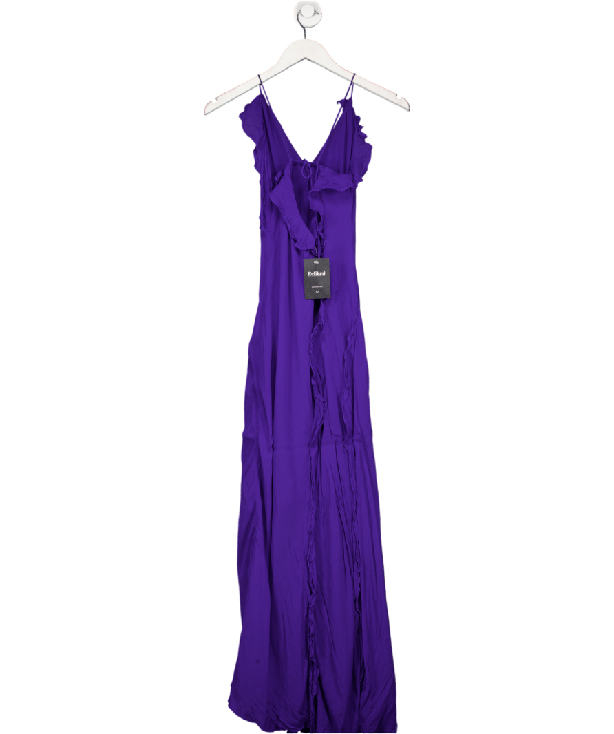 MANGO Purple Chiffon Ruffle Dress UK L - Reliked