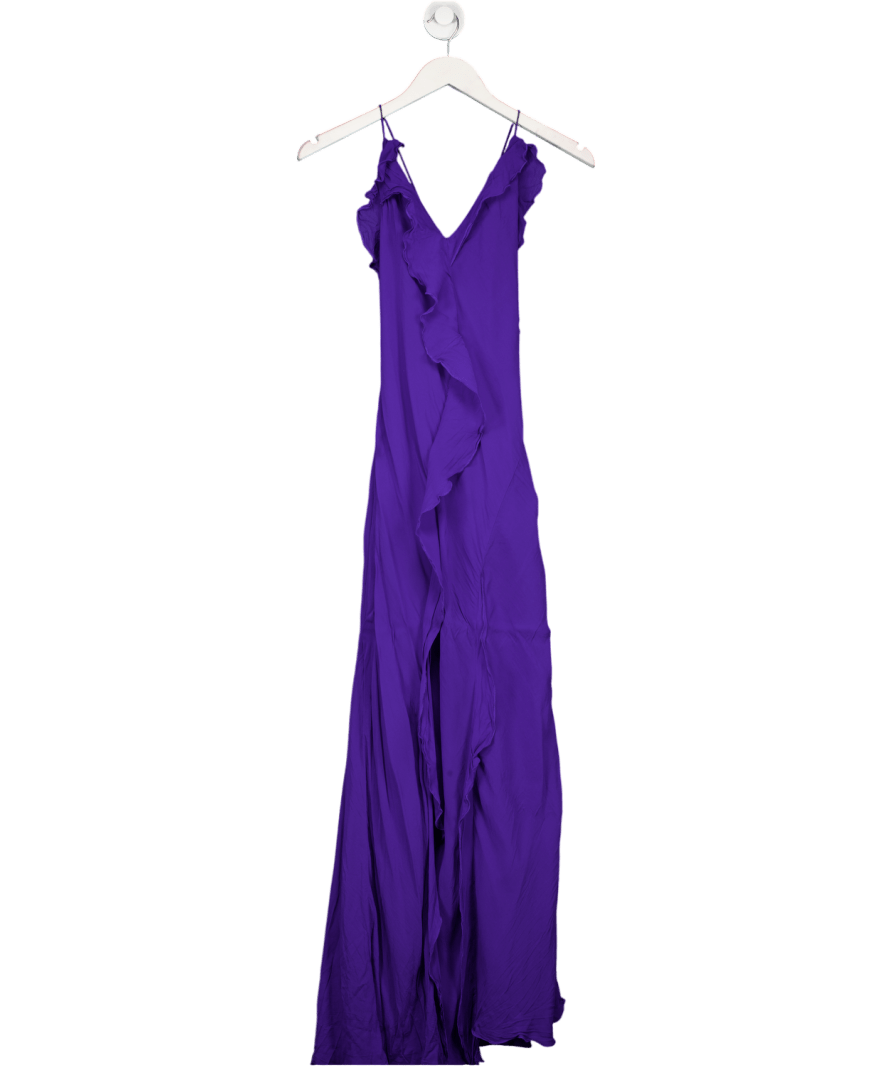 MANGO Purple Chiffon Ruffle Dress UK L - Reliked