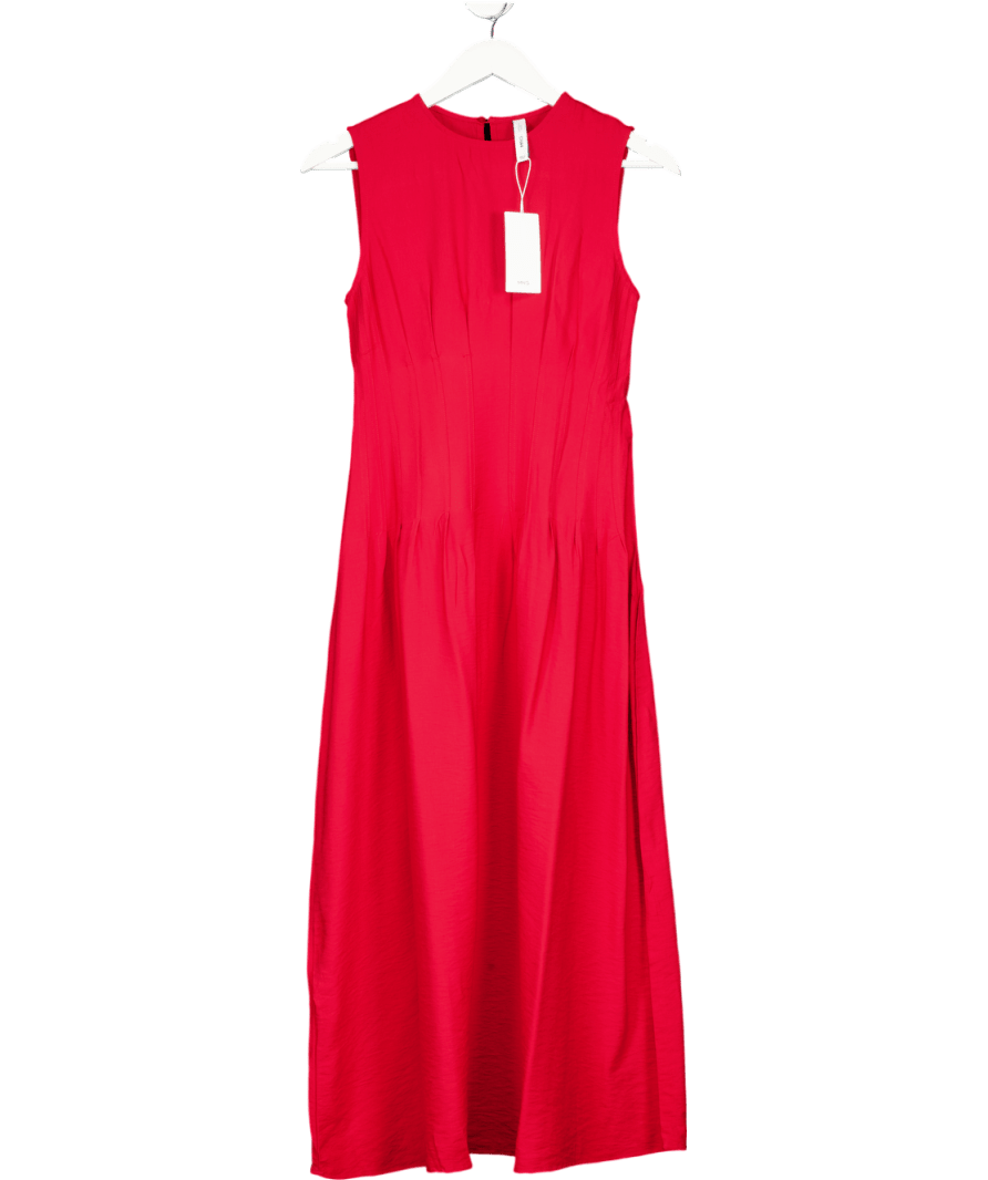 MANGO Red Corset Waist Midi Dress UK XS - Reliked