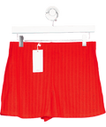 MANGO Red Crochet Cotton Knit Fitted Shorts UK S - Reliked