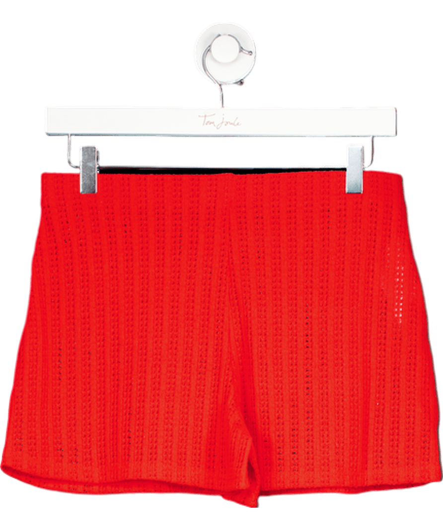 MANGO Red Crochet Cotton Knit Fitted Shorts UK S - Reliked