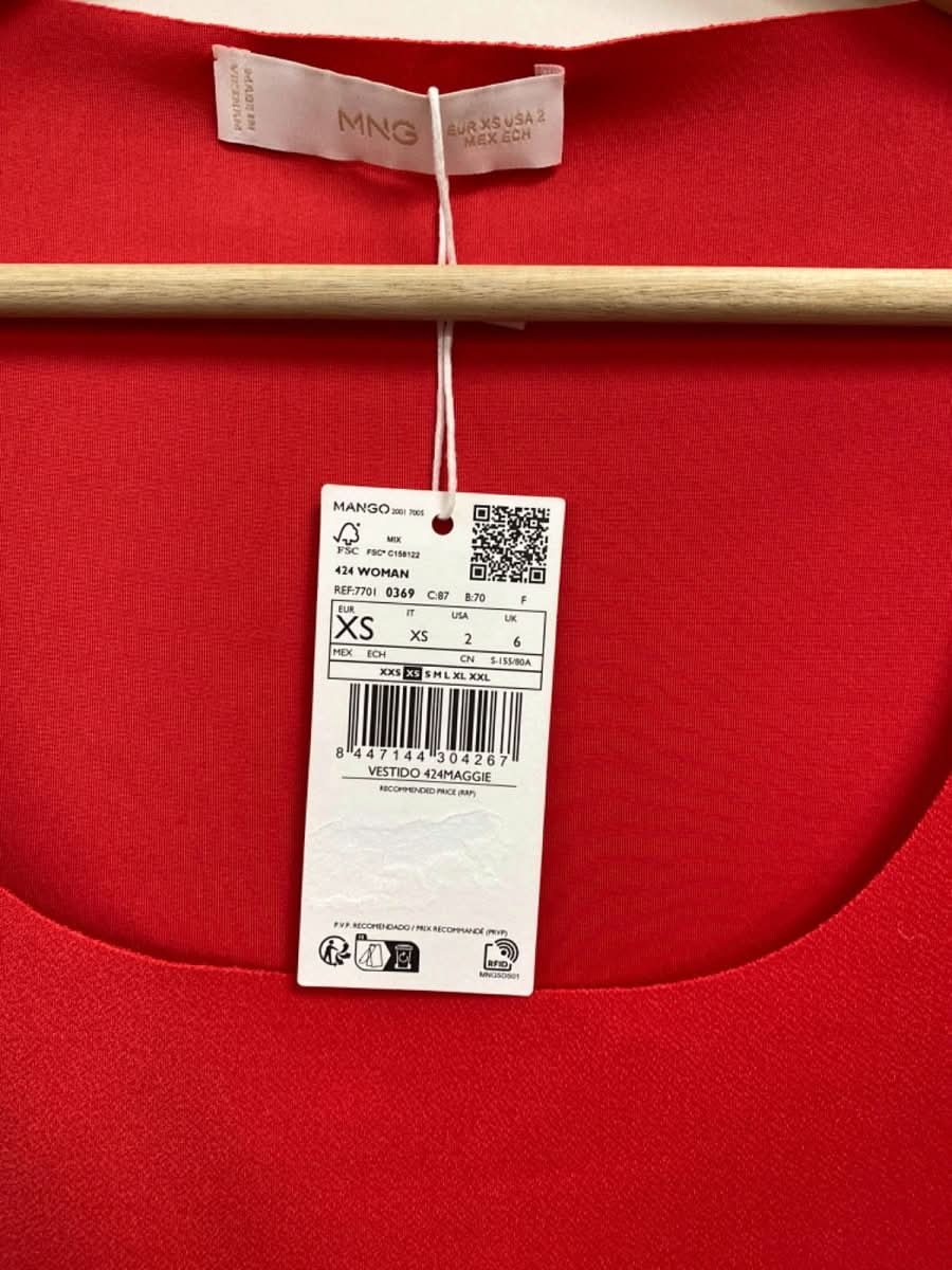 Mango Red Sleeveless Bodycon Dress UK XS - Reliked