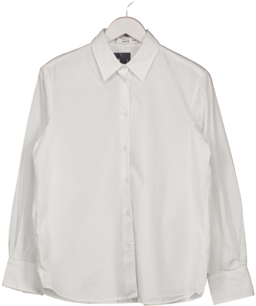 MANGO Regular Fit Classic Cotton / Lyocell White Shirt UK M - Reliked
