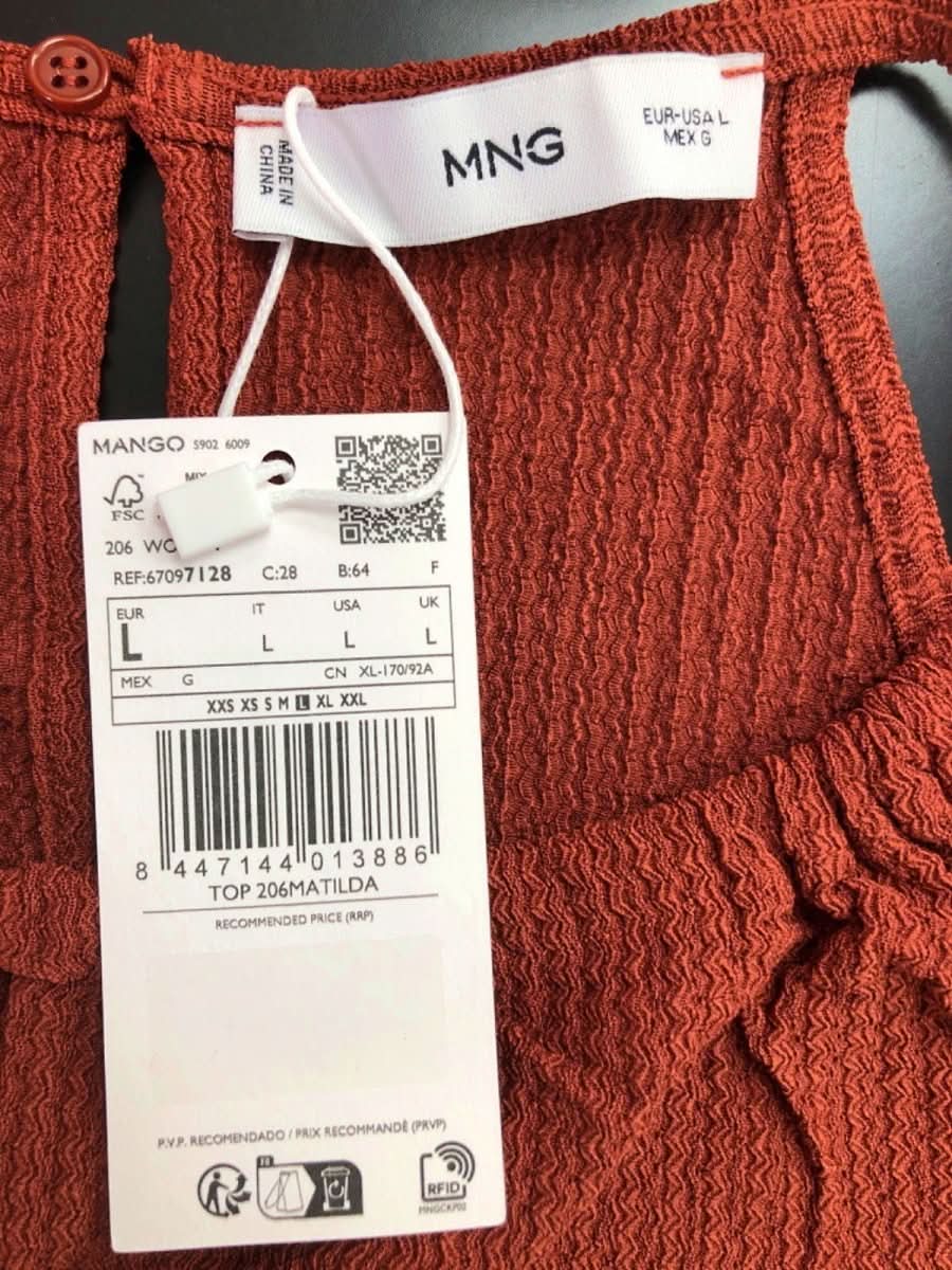 Mango Rust Matilda Top UK L - Reliked