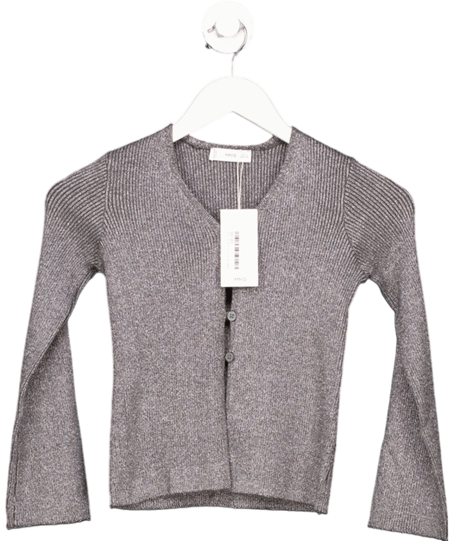 MANGO Silver Grey Lurex Knitted Cardigan 7 - 8 Years - Reliked