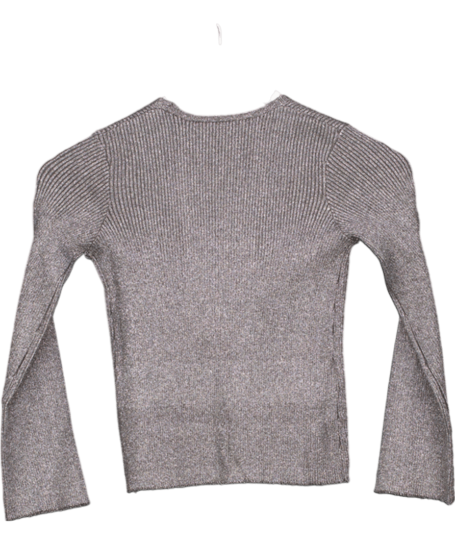 MANGO Silver Grey Lurex Knitted Cardigan 9 - 10 Years - Reliked