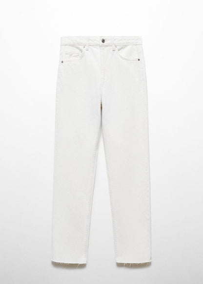 MANGO White Blanca Straight Fit Cropped Jeans UK 10