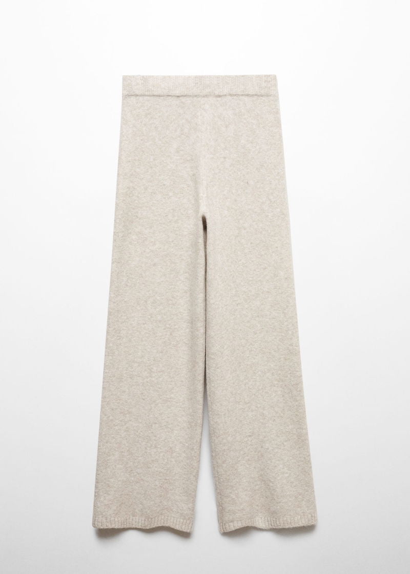 MANGO Cream Camila Straight Knitted Trousers UK M