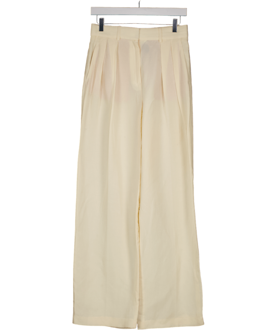 MANGO Straight Leg Pleat Front Light Weight Trouser Co - ord In Butter Yellow UK 6 - Reliked