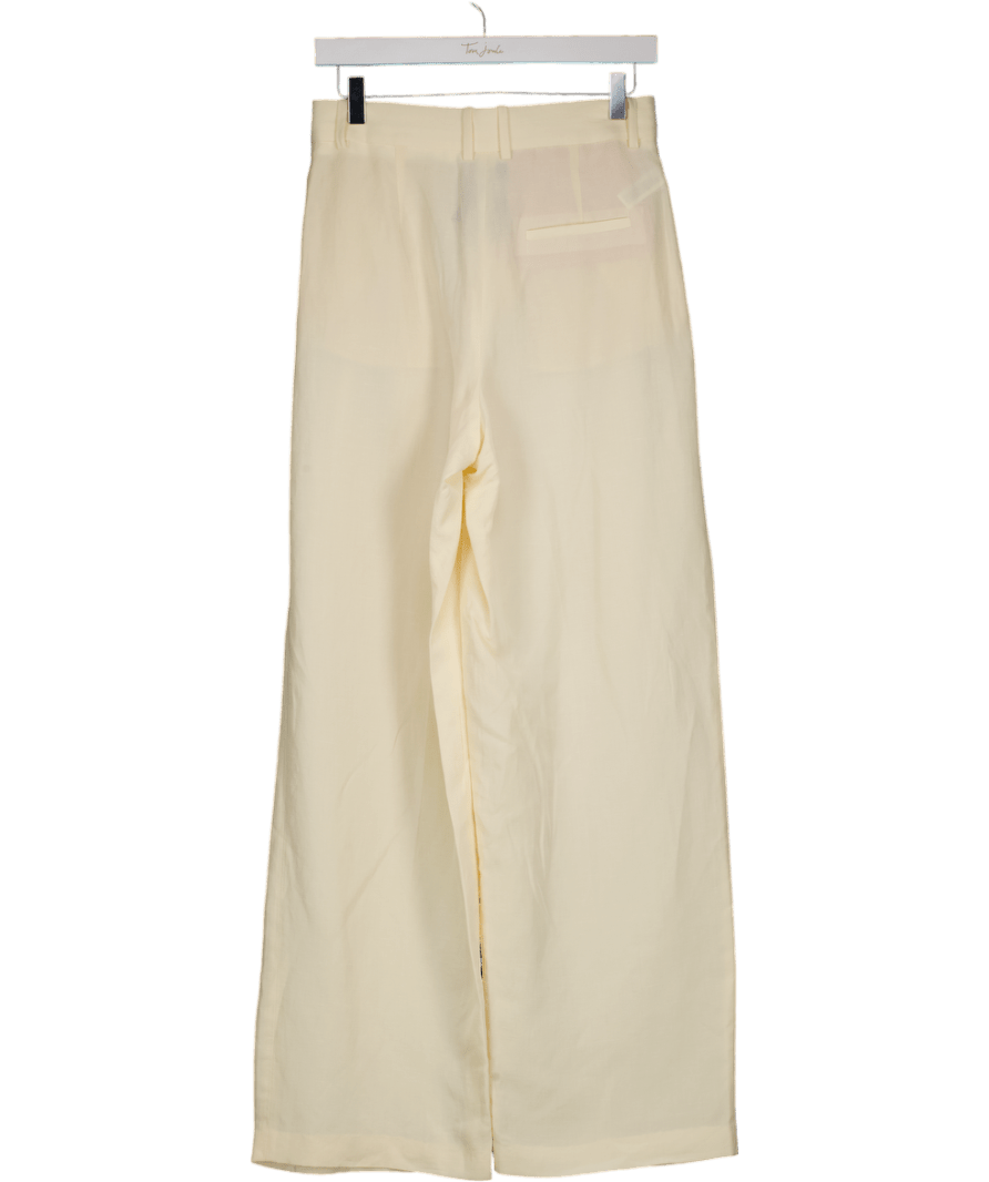 MANGO Straight Leg Pleat Front Light Weight Trouser Co - ord In Butter Yellow UK 6 - Reliked