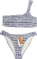 MANGO Teen Girl Blue Asymmetrical Tie - dye Bikini UK XL - Reliked