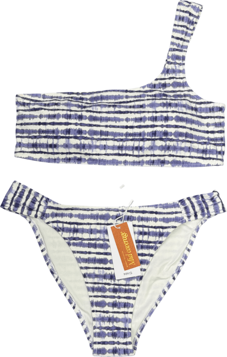 MANGO Teen Girl Blue Asymmetrical Tie - dye Bikini UK XL - Reliked