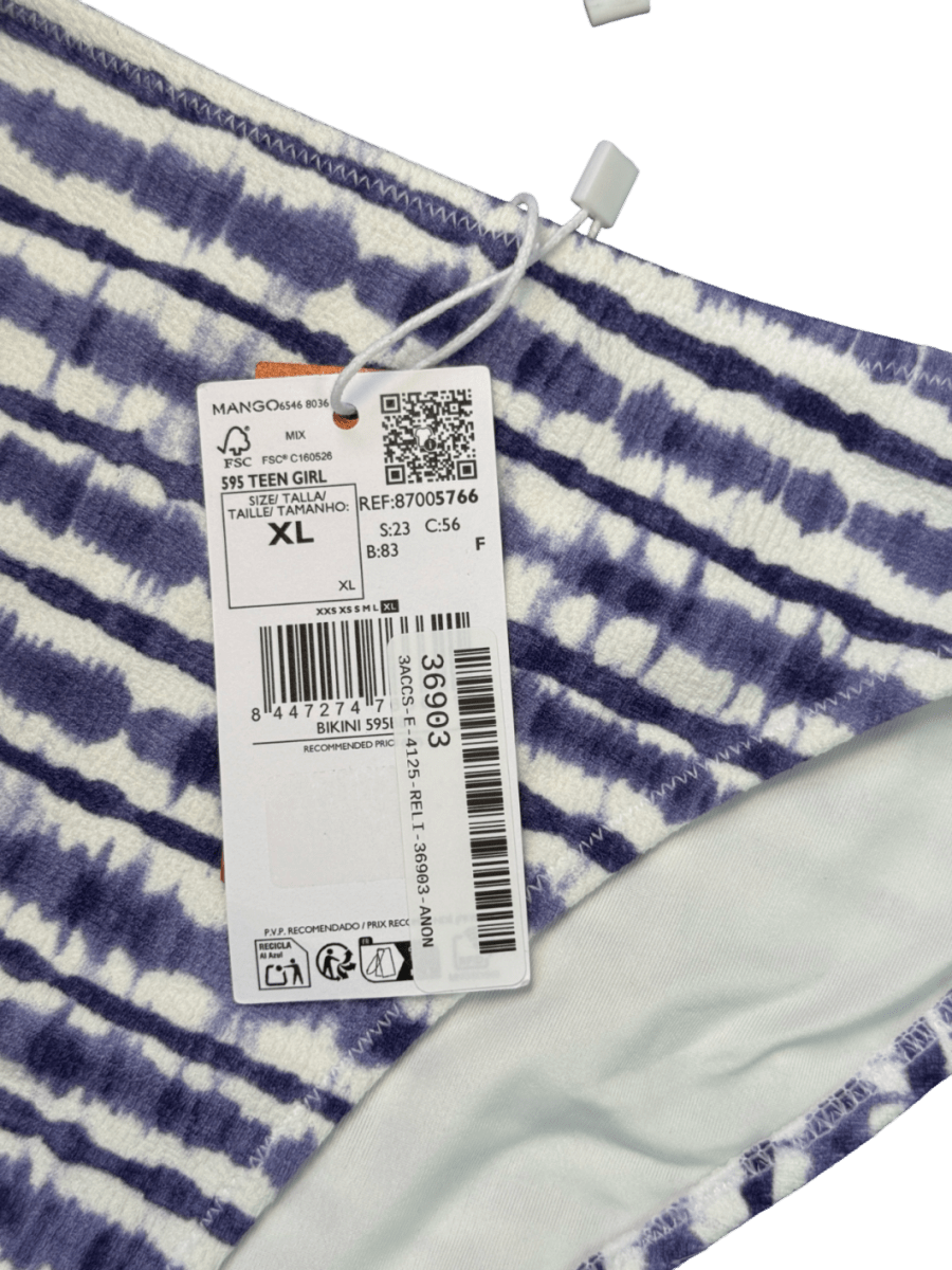 MANGO Teen Girl Blue Asymmetrical Tie - dye Bikini UK XL - Reliked