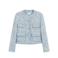 MANGO Blue Tweed Jacket With Pearl Button Detail UK M
