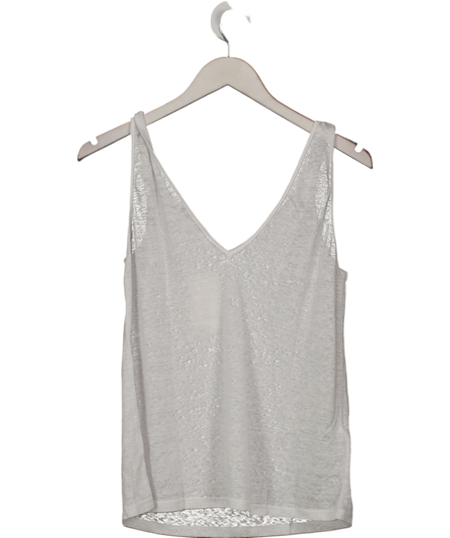 MANGO White 100% Linen Top With Knotted Straps UK M - Reliked