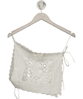 MANGO White Asymmetrical Top With Embroidered Panel UK S - Reliked