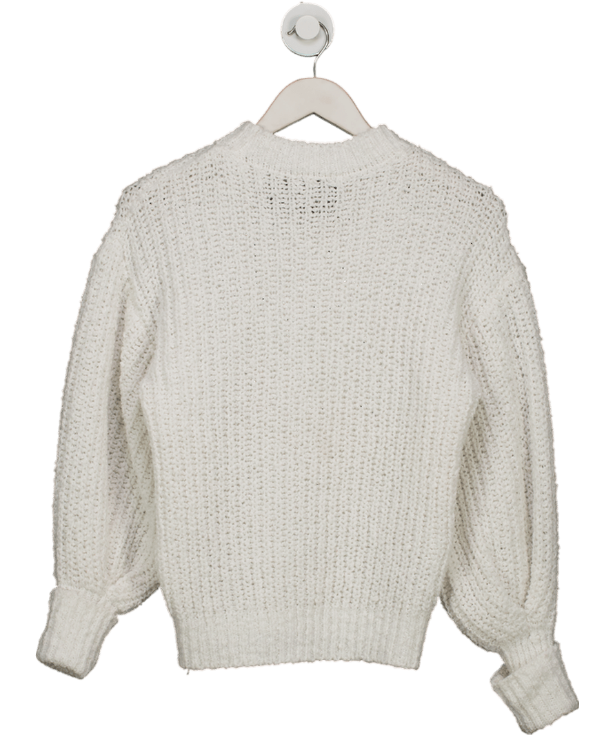 MANGO White Ballon Sleeve Roll Neck Jumper UK S - Reliked