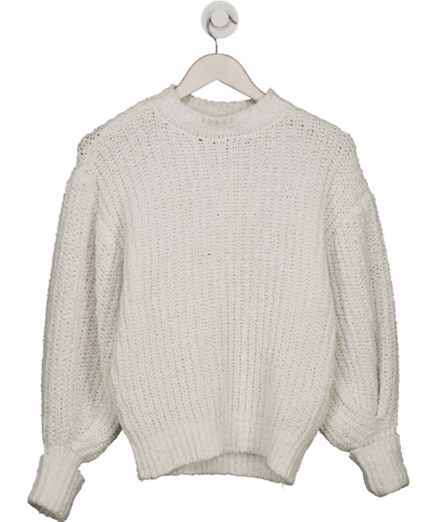 MANGO White Ballon Sleeve Roll Neck Jumper UK S - Reliked