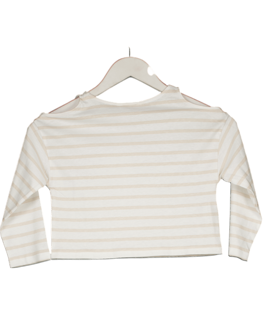 MANGO White / Beige Striped Cotton T-shirt With Shoulder Opening 5 Years - Reliked