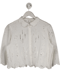 MANGO White Cropped Broderie Shirt UK XL - Reliked