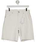 MANGO White Denim Bermuda Shorts With Frayed Hem UK 8 - Reliked