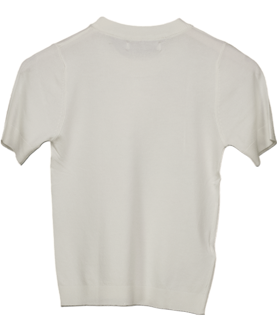 MANGO White Fine Knit Short Sleeve Knit Top UK XS - Reliked