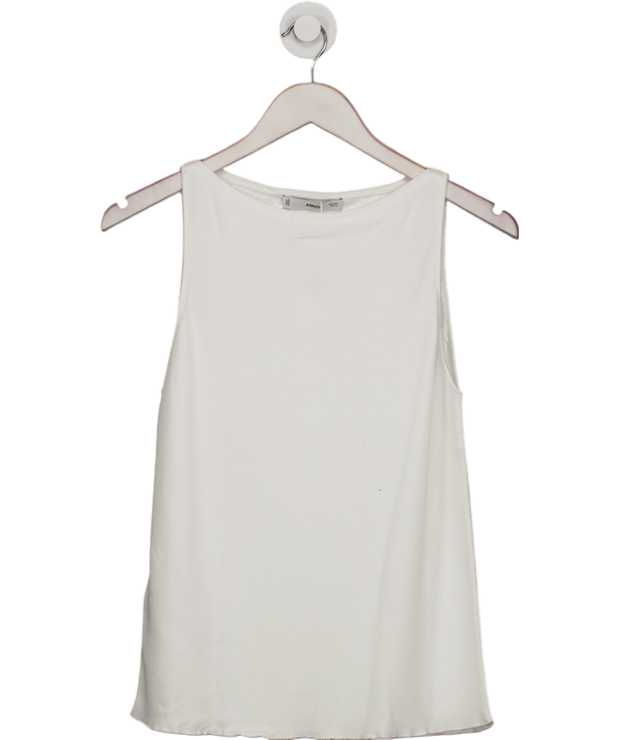 MANGO White Fine - knit Sleeveless Bateau Neckline Top UK L - Reliked