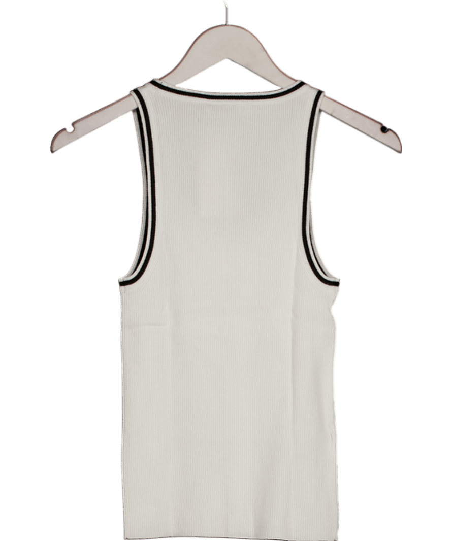 MANGO White Knitted Top With Contrast Detail UK M - Reliked