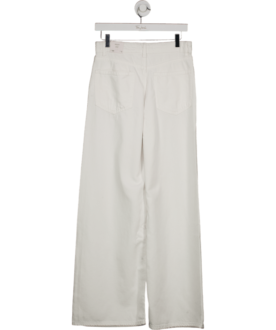 MANGO White Low Waist Wide Leg Jeans UK 6 - Reliked