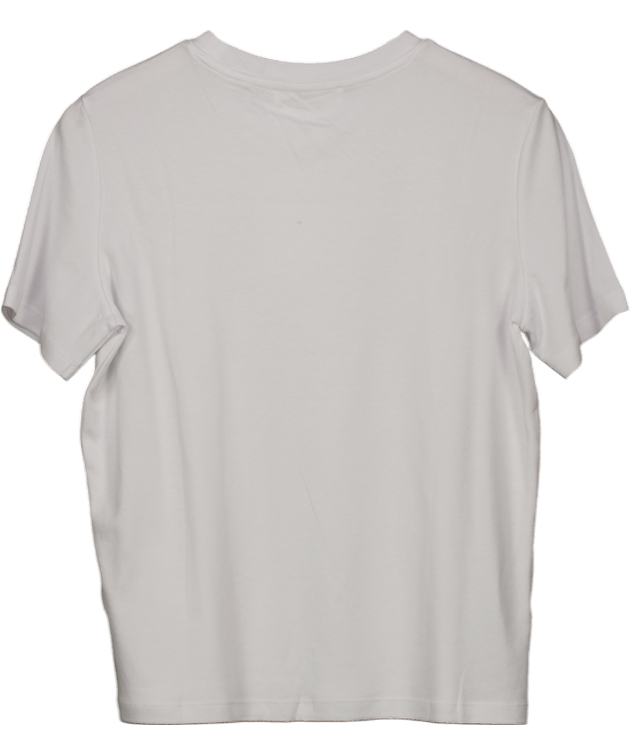 MANGO White Mediumweight Cotton Short - sleeved T-shirt UK M - Reliked