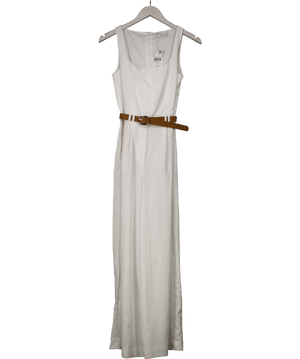 MANGO White Pleat Front Structured Jumpsuit With Belt UK XS