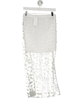 MANGO White Semi - transparent Floral - embroidered Skirt UK S - Reliked