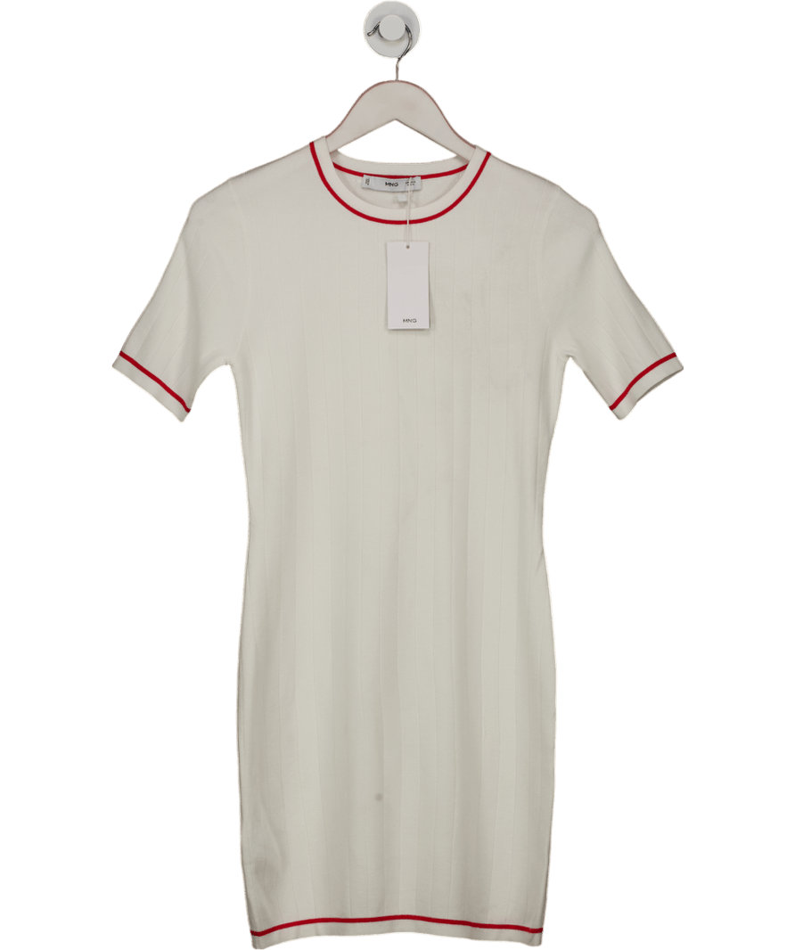 MANGO White Short Tennis Dress With Contrasting Trim UK M - Reliked