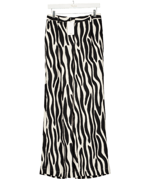 MANGO White Straight-leg Zebra-print Pleated Trousers UK 8