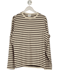 MANGO White Striped 100% Cotton T-shirt UK M - Reliked