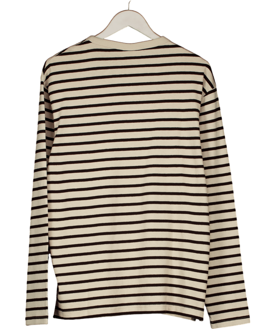 MANGO White Striped 100% Cotton T-shirt UK M - Reliked