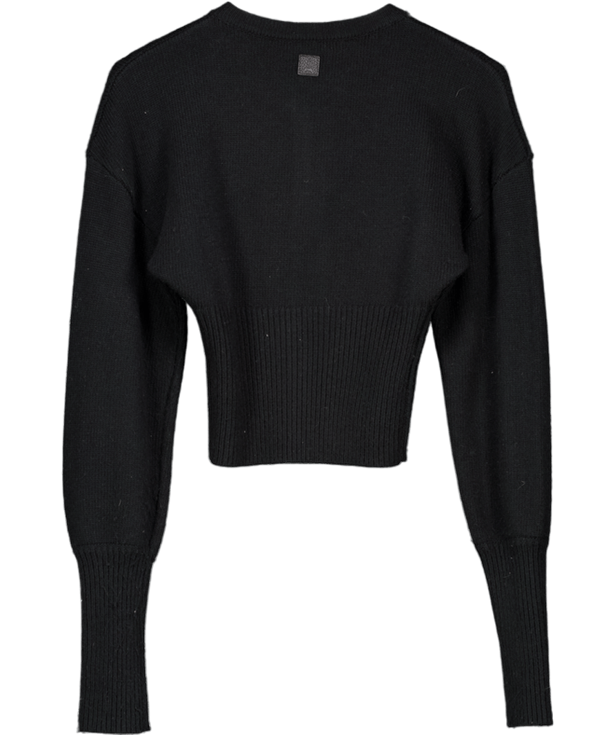 maniere de voir Black Knitted Cinch Waist Chrome Button Cardigan UK XS - Reliked