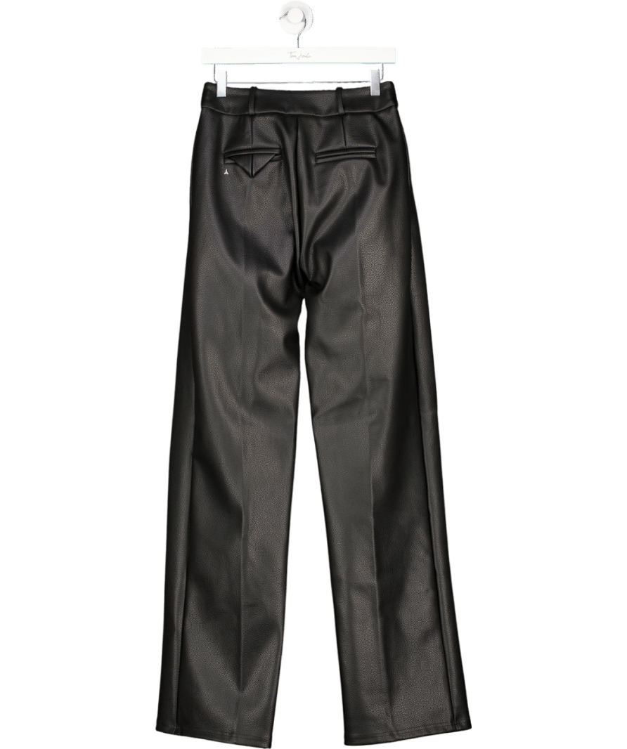 maniere de voir Black Pebbled Leather Pleated Stacked Trousers UK 8 - Reliked