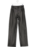 maniere de voir Black Pebbled Leather Pleated Stacked Trousers UK 8 - Reliked