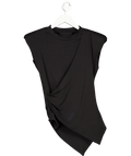 maniere de voir Black Wide Shoulder Ruched Waist Top UK 8 - Reliked