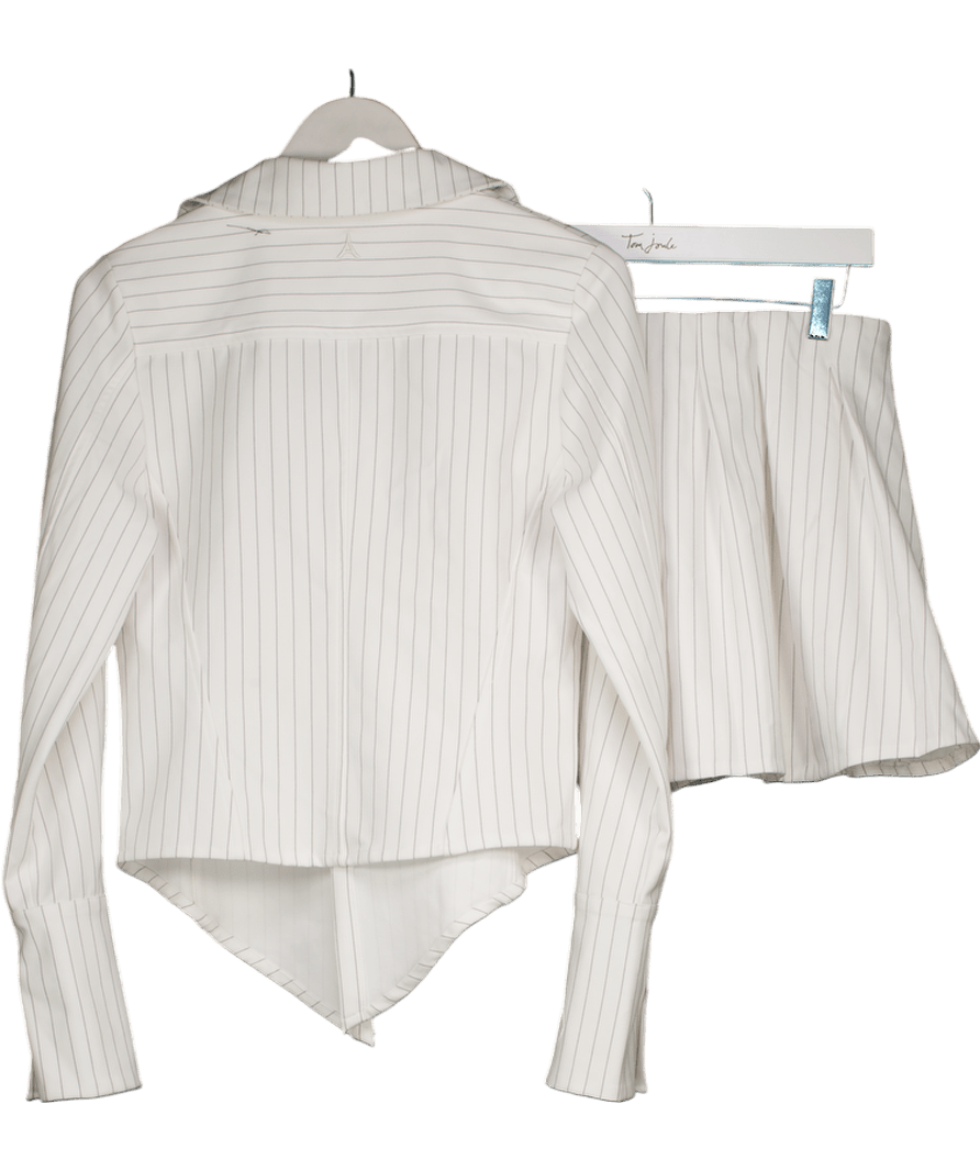 maniere de voir White 2 - piece Set - white Pinstripe Angled Shirt (uk 8) And Skort UK 12 - Reliked