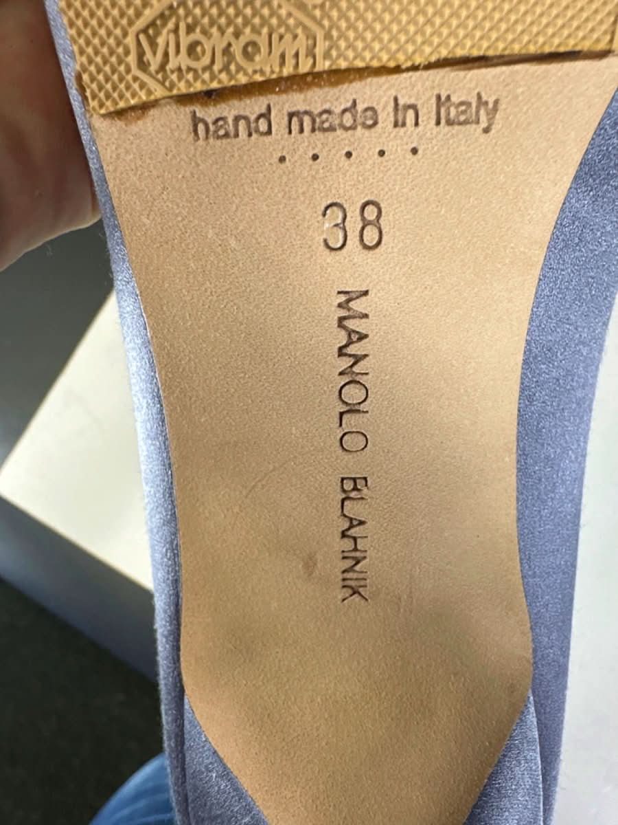 Manolo Blahnik Hangisi 70 Grey Satin Jewel Buckle Pumps UK 5 EU 38 👠 - Reliked