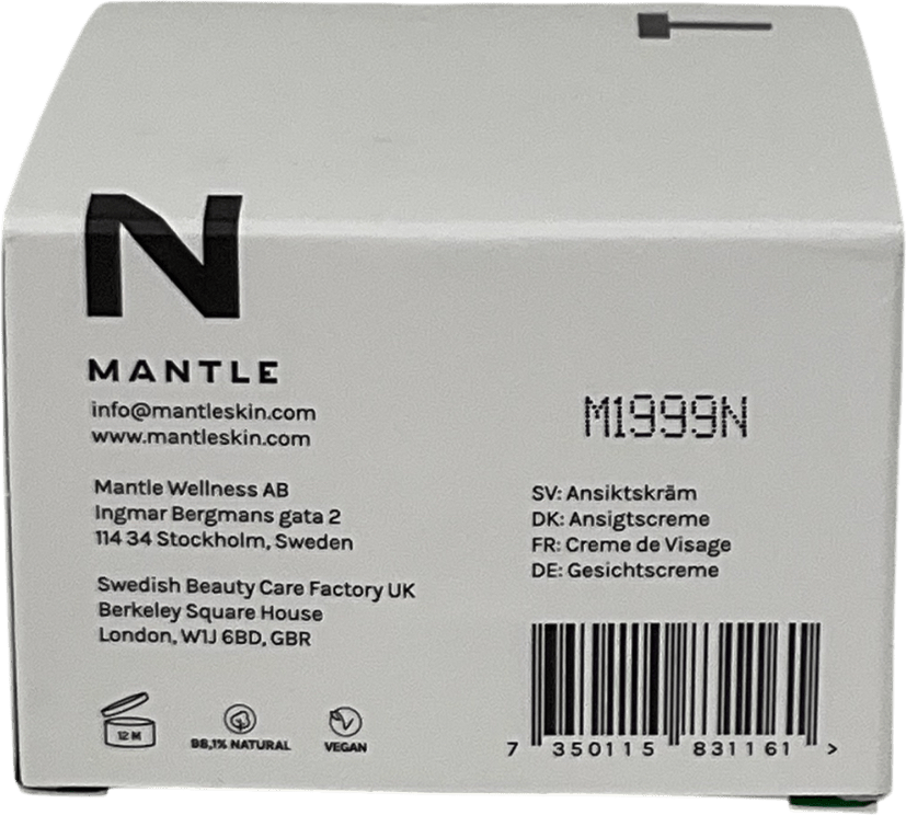 mantle The Barrier Cream Skin - barrier Strengthening Moisturiser 50ml - Reliked
