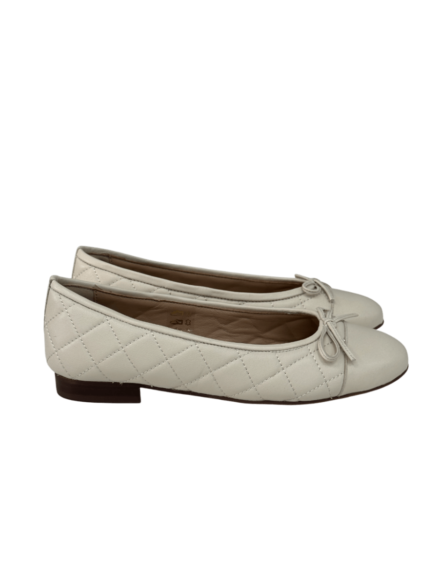 MANTRA Beige Quilted Luxury Leather Ballet Flat Shoes UK 5 EU 38 👠 - Reliked