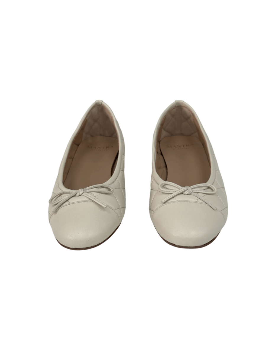 MANTRA Beige Quilted Luxury Leather Ballet Flat Shoes UK 5 EU 38 👠 - Reliked