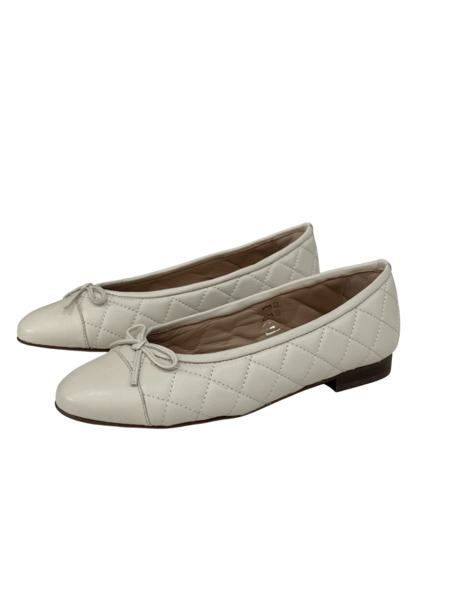 MANTRA Beige Quilted Luxury Leather Ballet Flat Shoes UK 5 EU 38 👠 - Reliked