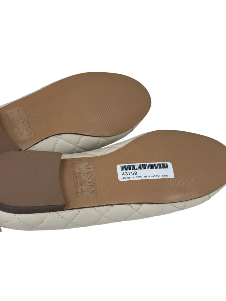 MANTRA Beige Quilted Luxury Leather Ballet Flat Shoes UK 5 EU 38 👠 - Reliked
