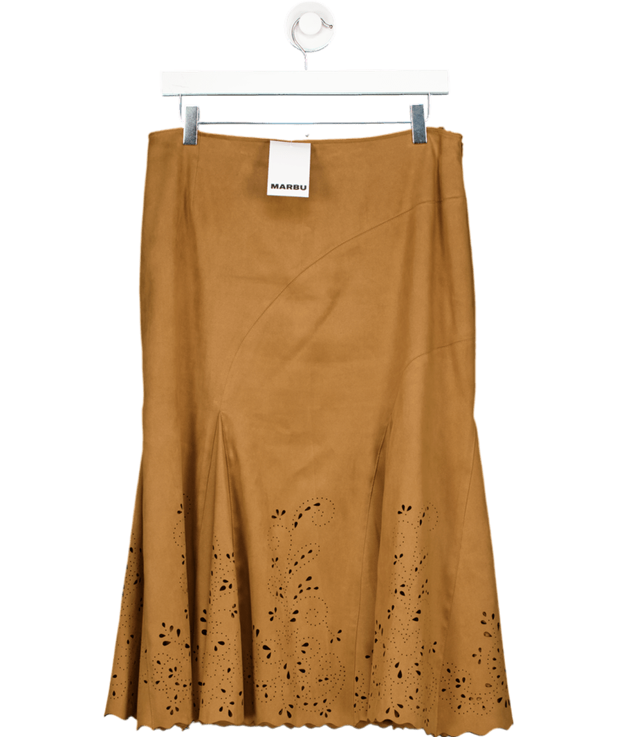 Marbu Brown Vintage Style Suede Skirt UK S - Reliked