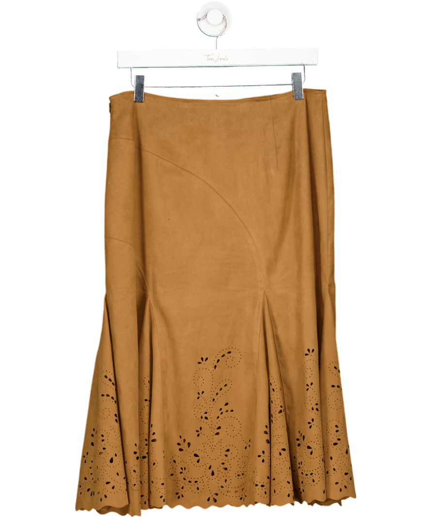 Marbu Brown Vintage Style Suede Skirt UK S - Reliked